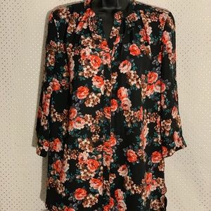 NWO Lipslide Long Sleeve Floral Blouse ~ Size L